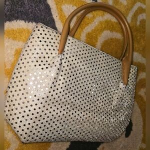 Vintage Silver Sequin Handbag Purse